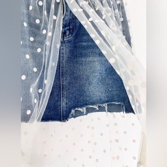 SHE Denim skirt with polka dot sheer cover L - Picture 3 of 5